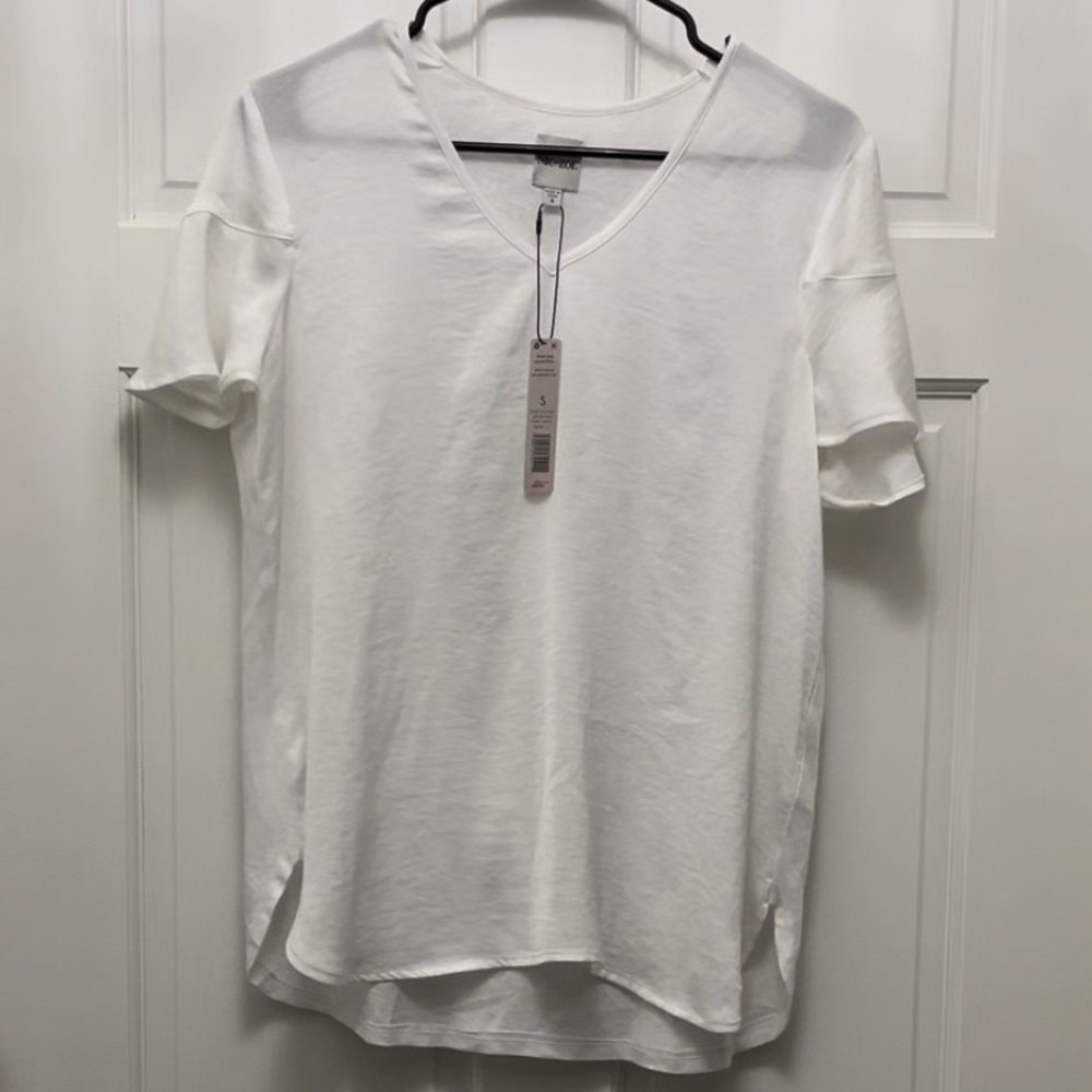 NWT NIC+ZOE White Linen Blend Recycled Fibers Blouse Top - Size Small